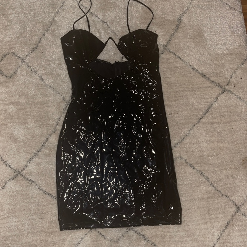 Black latex dress